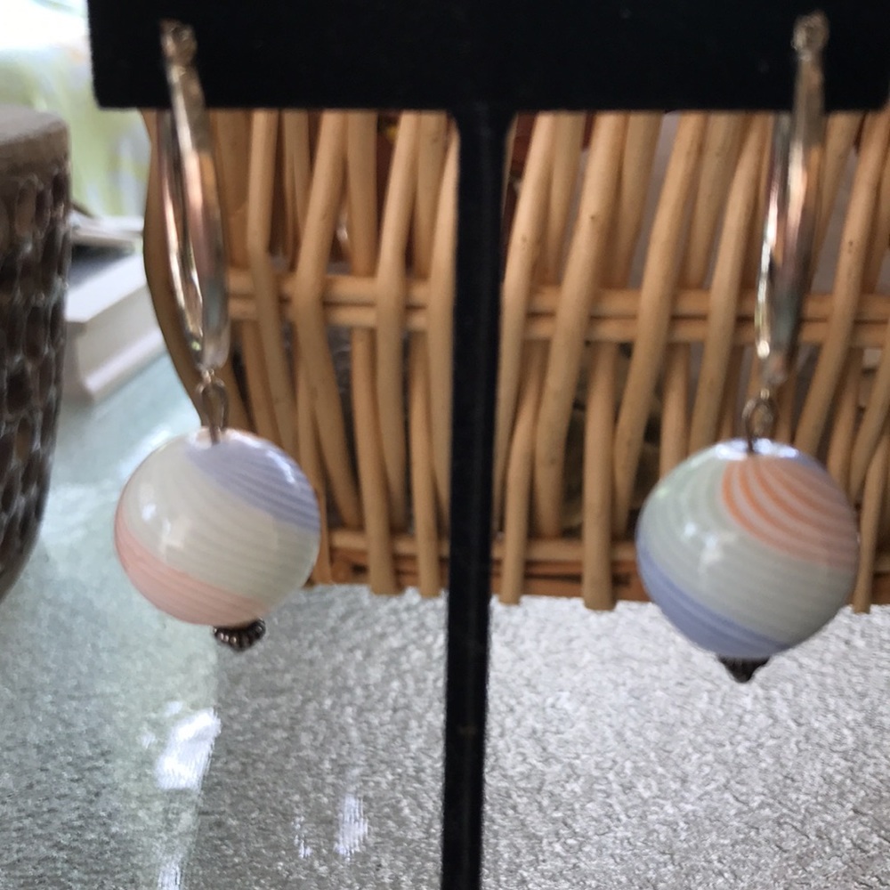 Sterling Silver - Earrings - Boho - Hoops/Hollow Venetian Glass
